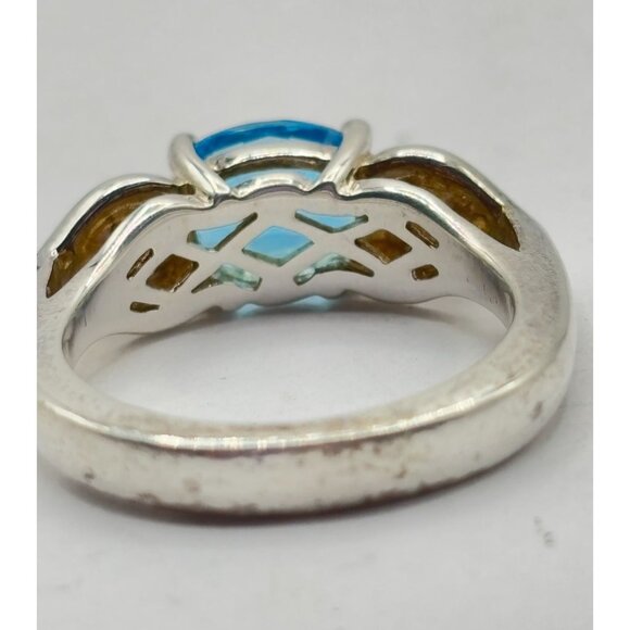 Lorenzo Blue Topaz Ring 18K Gold & Sterling Silver Size 7.5 - Picture 5 of 8